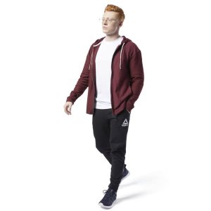 Bluza Z Kapturem Męskie Reebok Training Essentials Twill Bordowe PL 80BRHZS